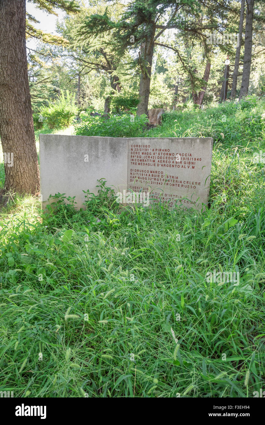 Mémoire Trieste park San Giusto hill, dalles de pierre dans le parc de la mémoire (Parco della Rimembranza) sur la colline de San Giusto à Trieste. Banque D'Images