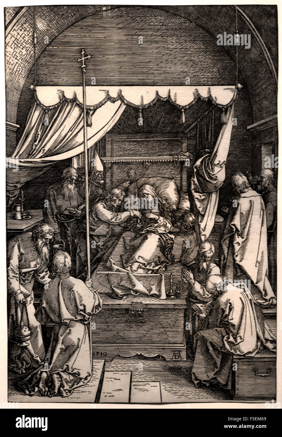 La mort de la Vierge 1510 Albrecht Dürer (1471-1528) Allemand Allemagne Etch Gravure Banque D'Images