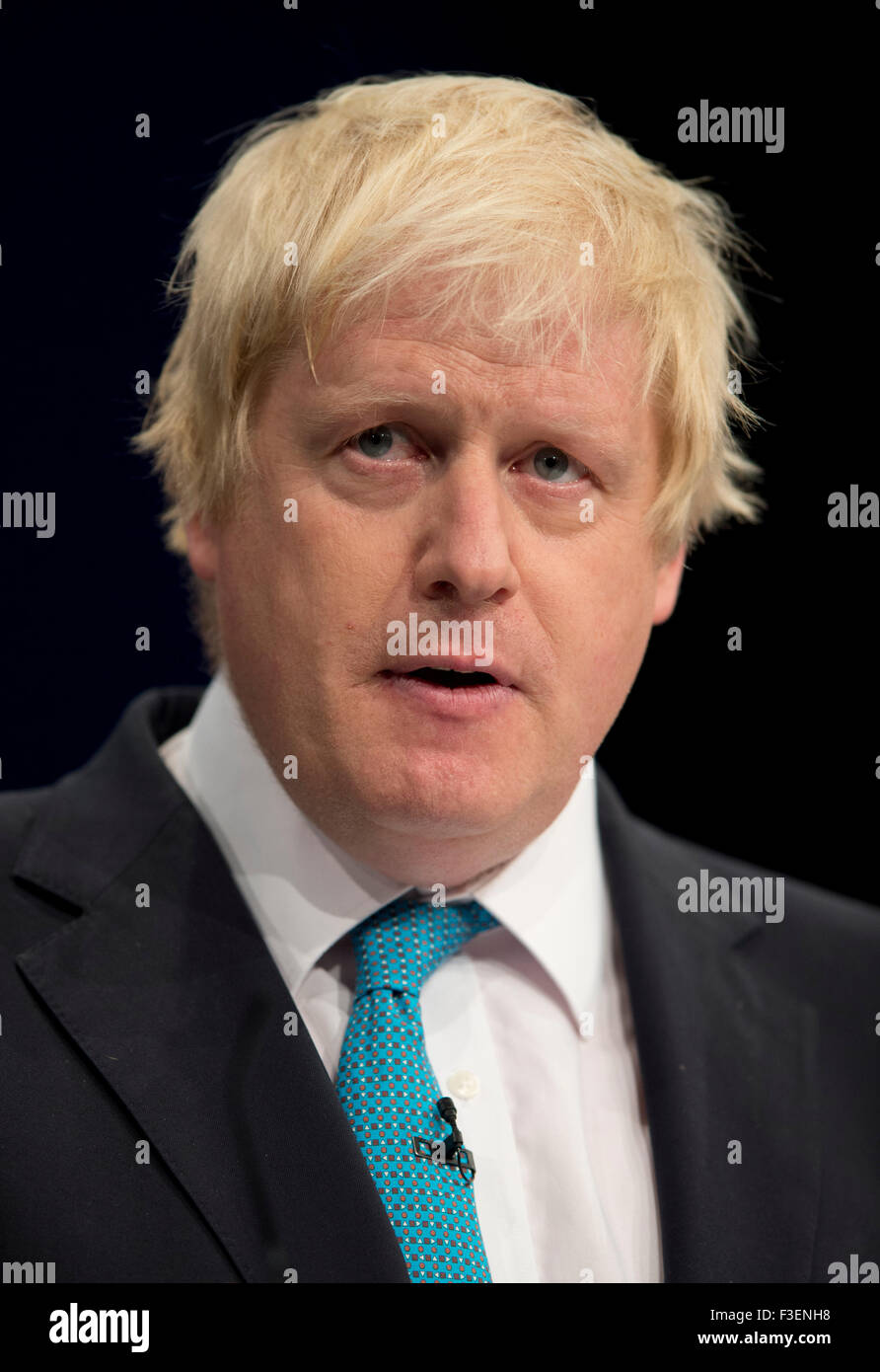 Manchester, UK. 6 octobre 2015. Boris Johnson, Maire de Londres parle au jour 3 de la 2015 conférence du parti conservateur à Manchester. Credit : Russell Hart/Alamy Live News. Banque D'Images