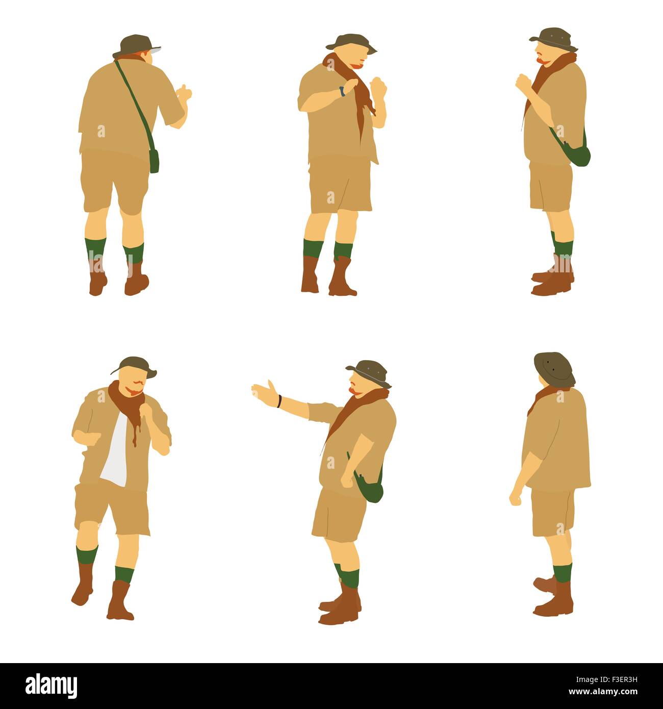 Ensemble de touristes dans un Safari. Vector Illustration. Illustration de Vecteur