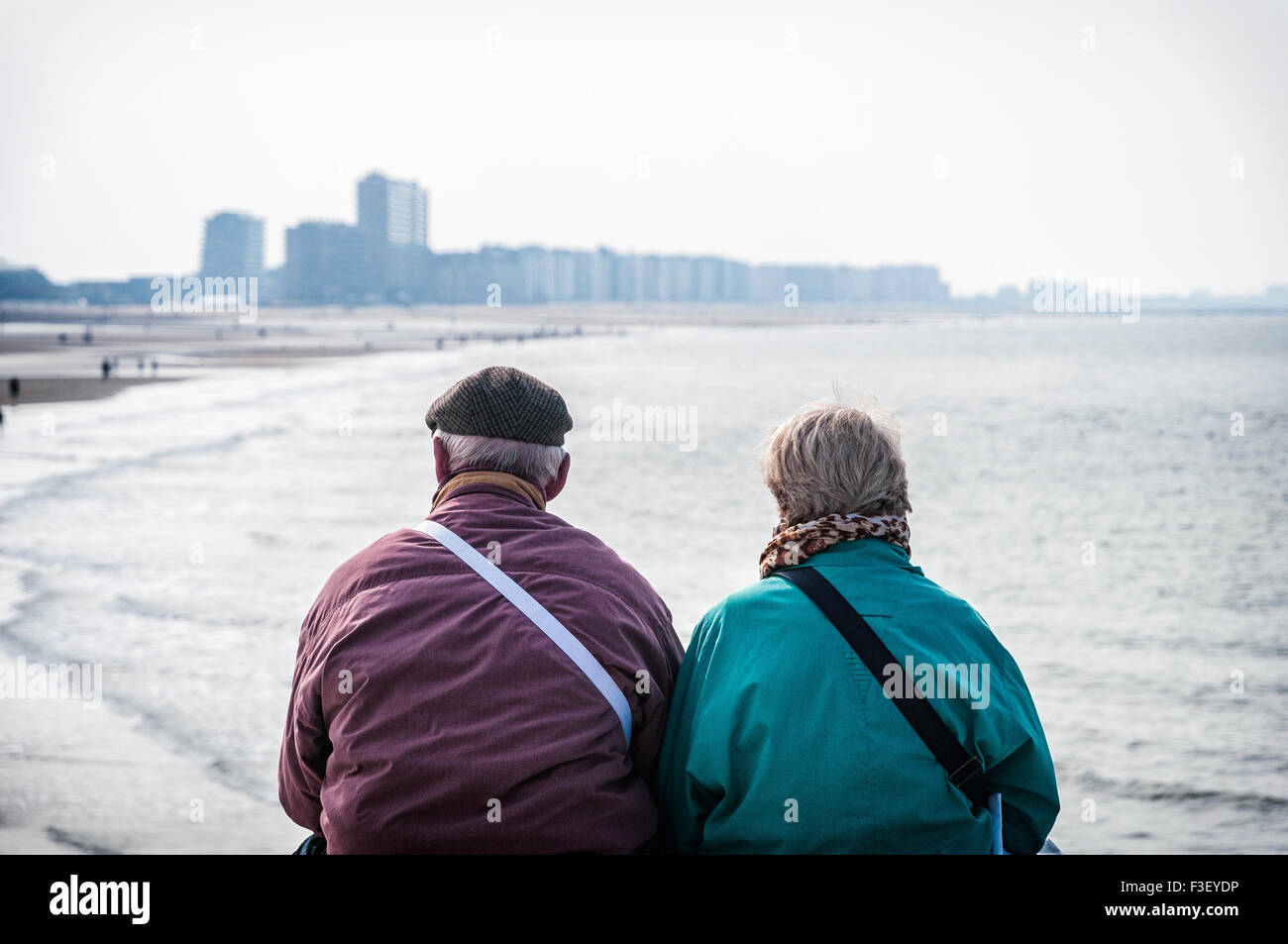 Vieux couple à Ostende Banque D'Images