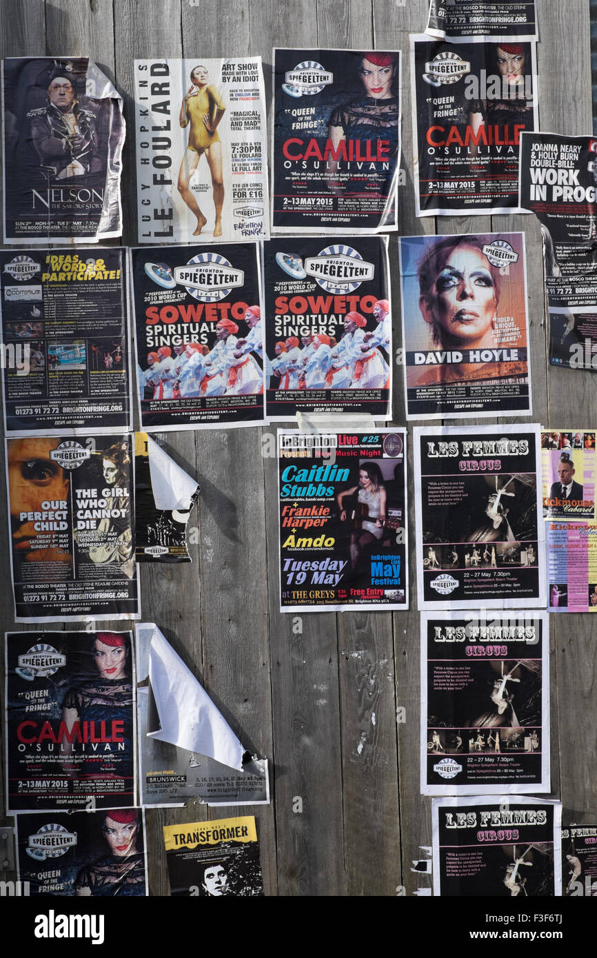 Brighton Festival affiches dans Steine Gardens, de Brighton Banque D'Images
