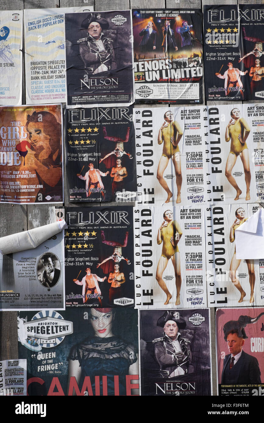 Brighton Festival affiches dans Steine Gardens, Brighton Banque D'Images