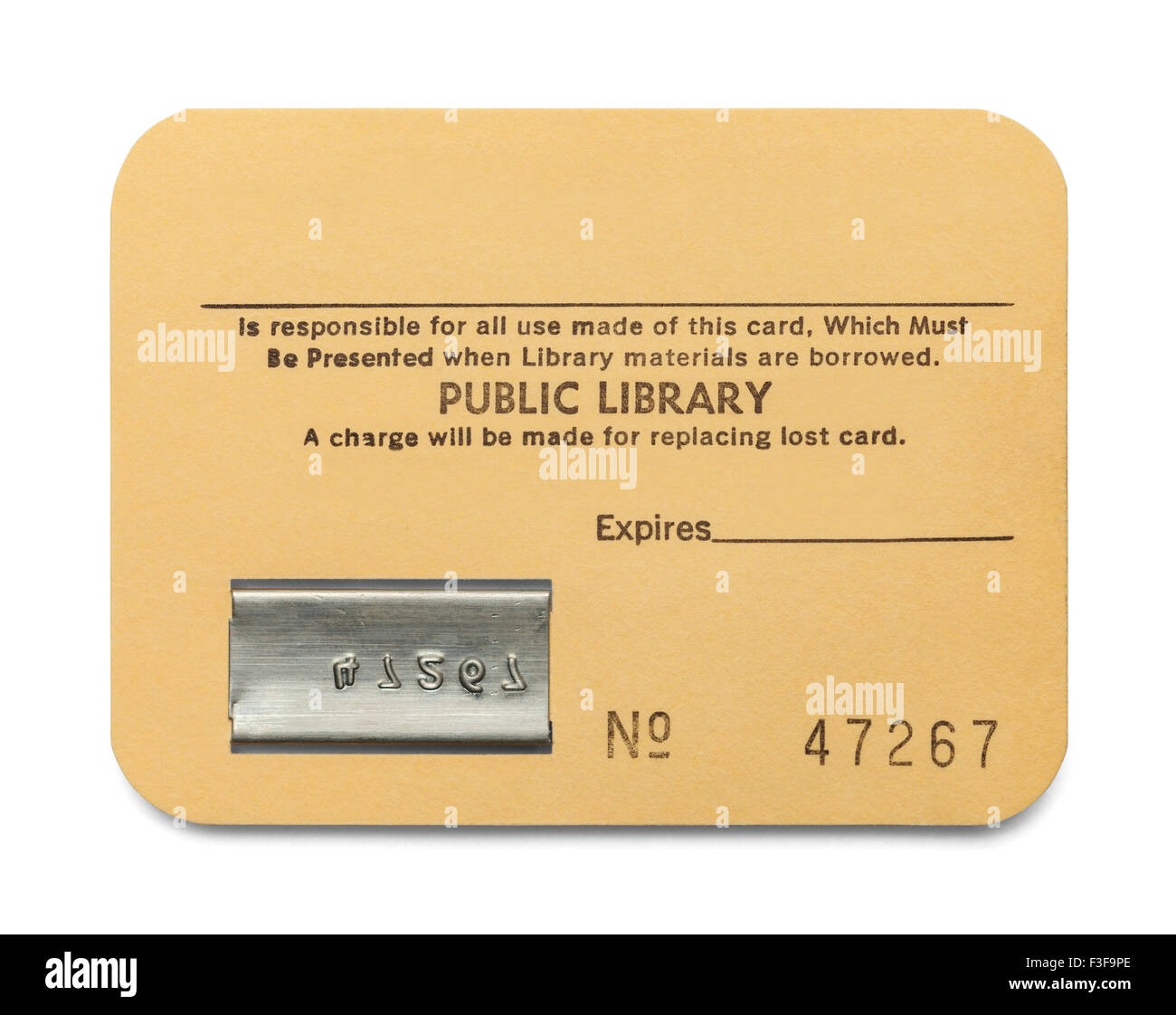 Vieux papier carte de bibliothèque avec copie espace isolé sur fond blanc. Banque D'Images