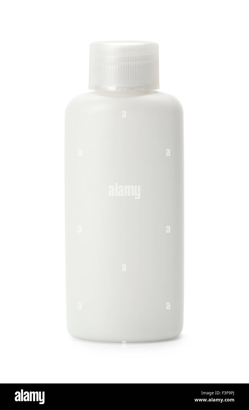 Bouteille de shampoing blanc avec copie espace isolé sur fond blanc. Banque D'Images