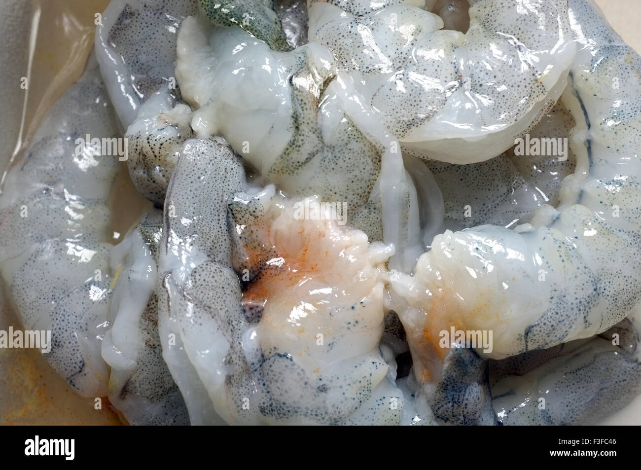 Fraîches pelées brut la crevette, fruits de mer Banque D'Images