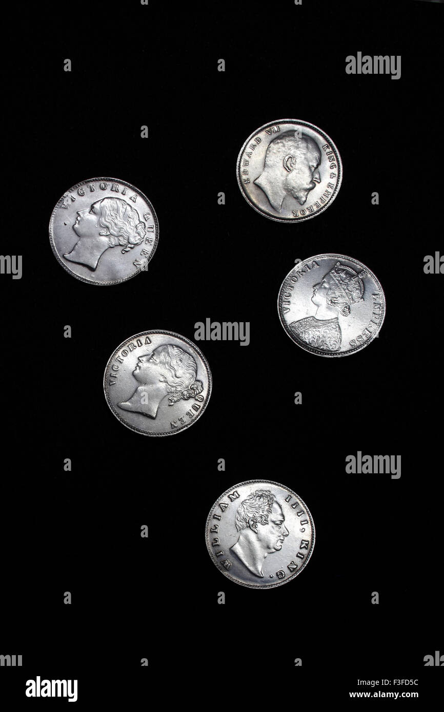 L'Inde britannique ; monnaie ; monnaie ; l'impératrice Victoria reine Victoria et le roi Édouard VII sur coin Banque D'Images