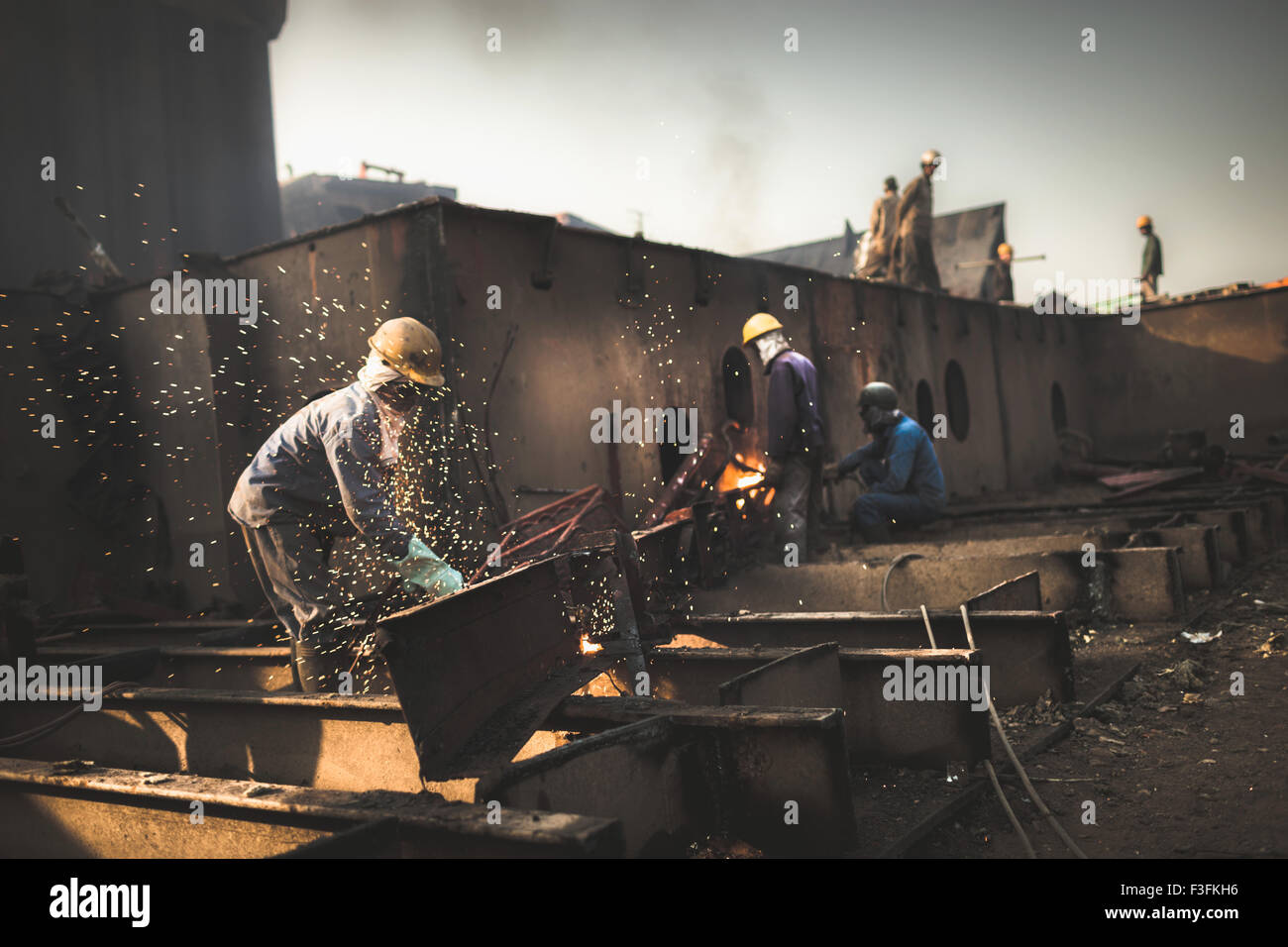 Chantiers de démolition d'Alang. Banque D'Images