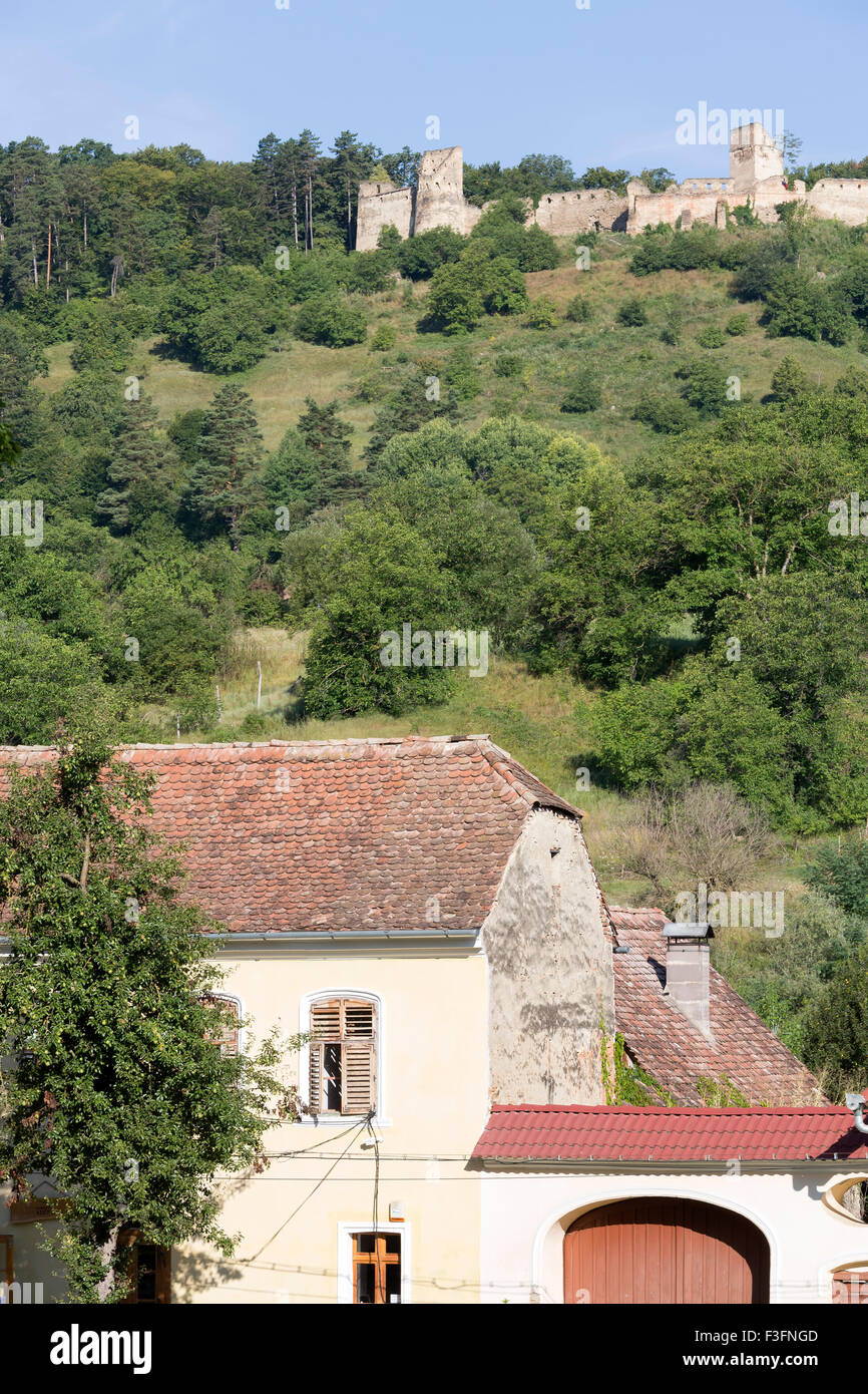 Forteresse à Saschiz, Transylvanie, Roumanie Banque D'Images