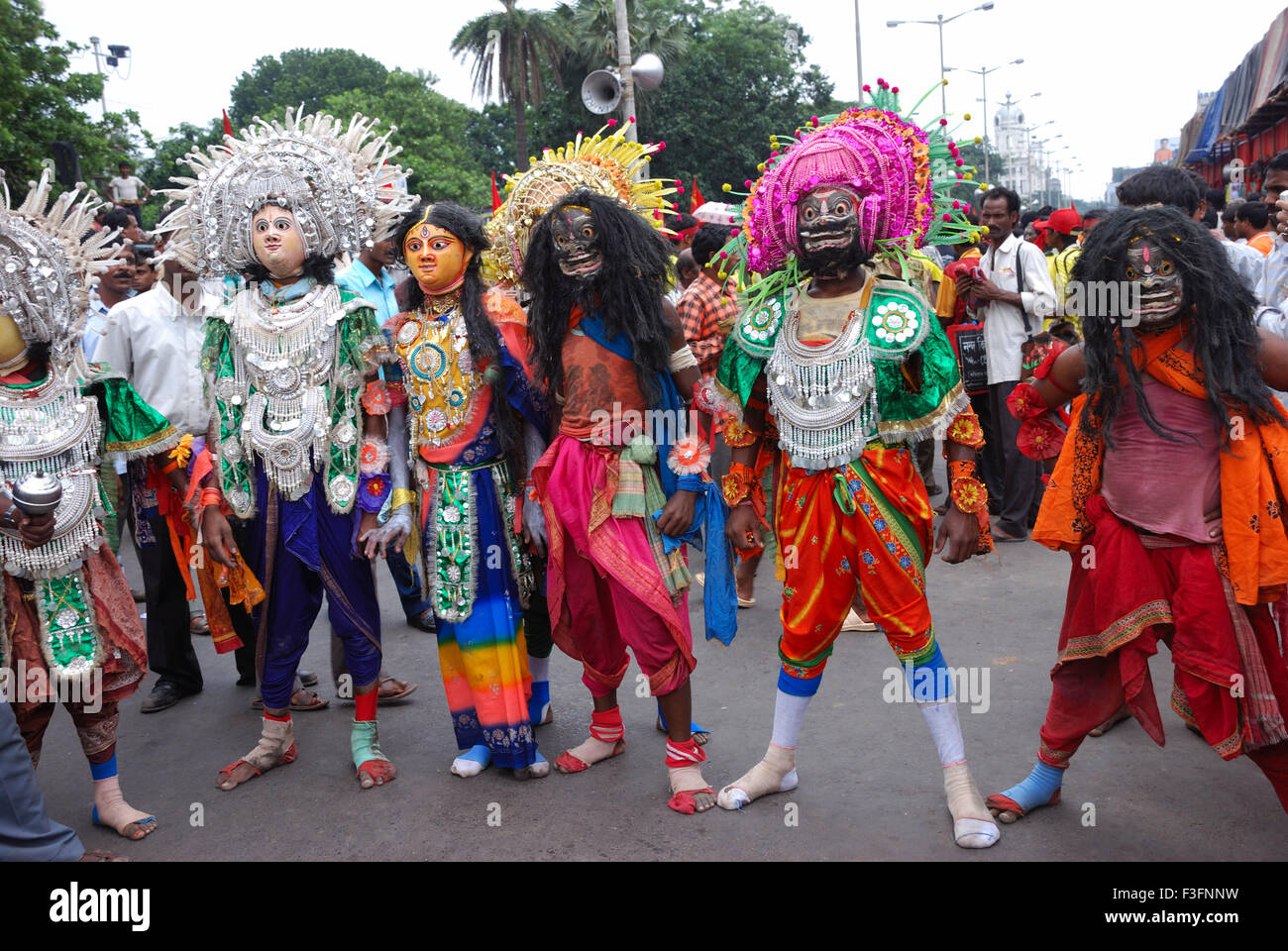 Des artistes de danse folklorique du Bengale Banque D'Images