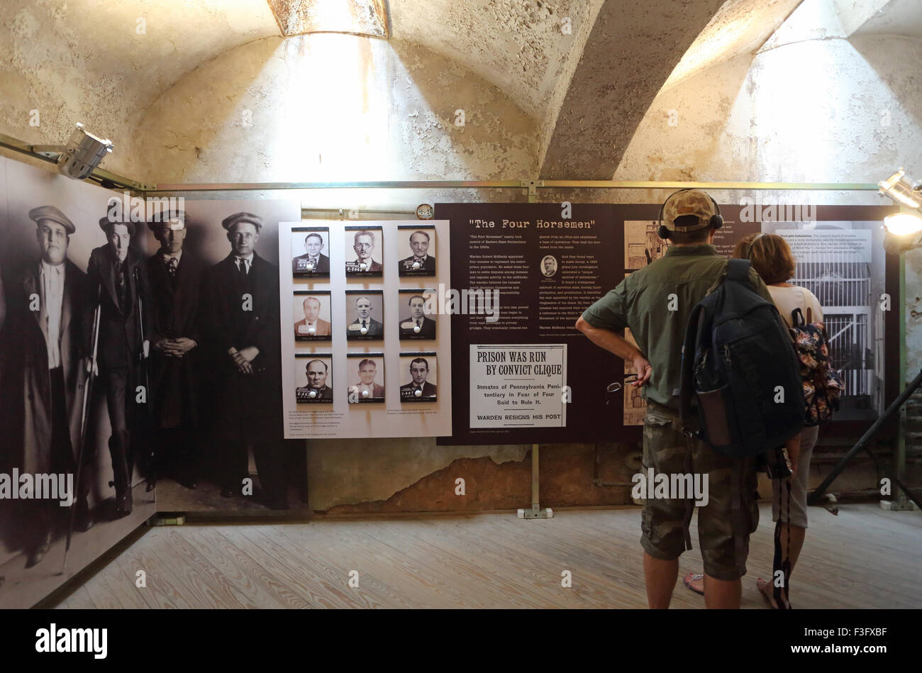 Exposition sur les grands criminels une fois au pénitencier de l'état de l'Est, aujourd'hui une attraction touristique, à Philadelphie, USA Banque D'Images