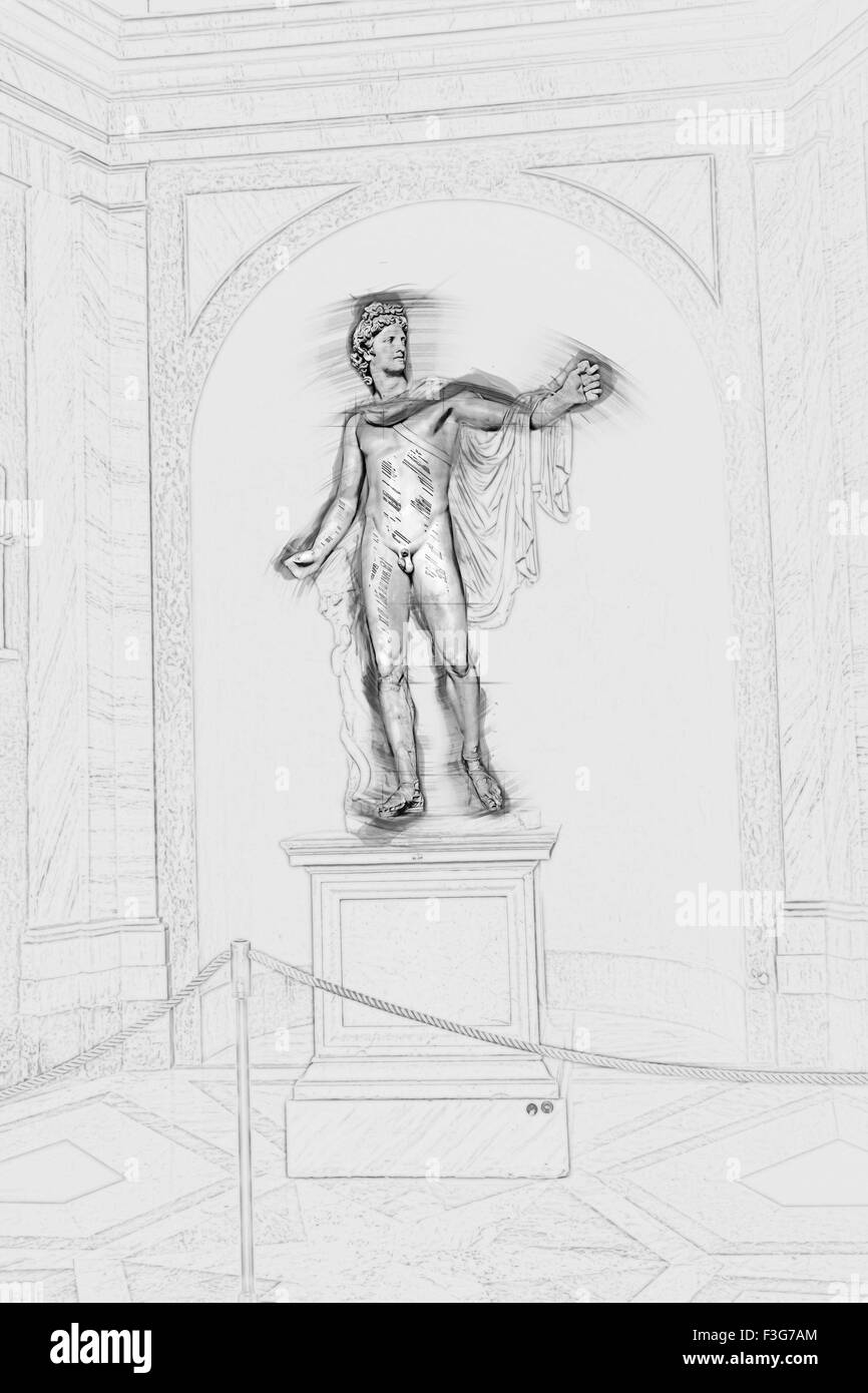 Les touristes admirer Apollo 6700 dans les Musées du Vatican Banque D'Images