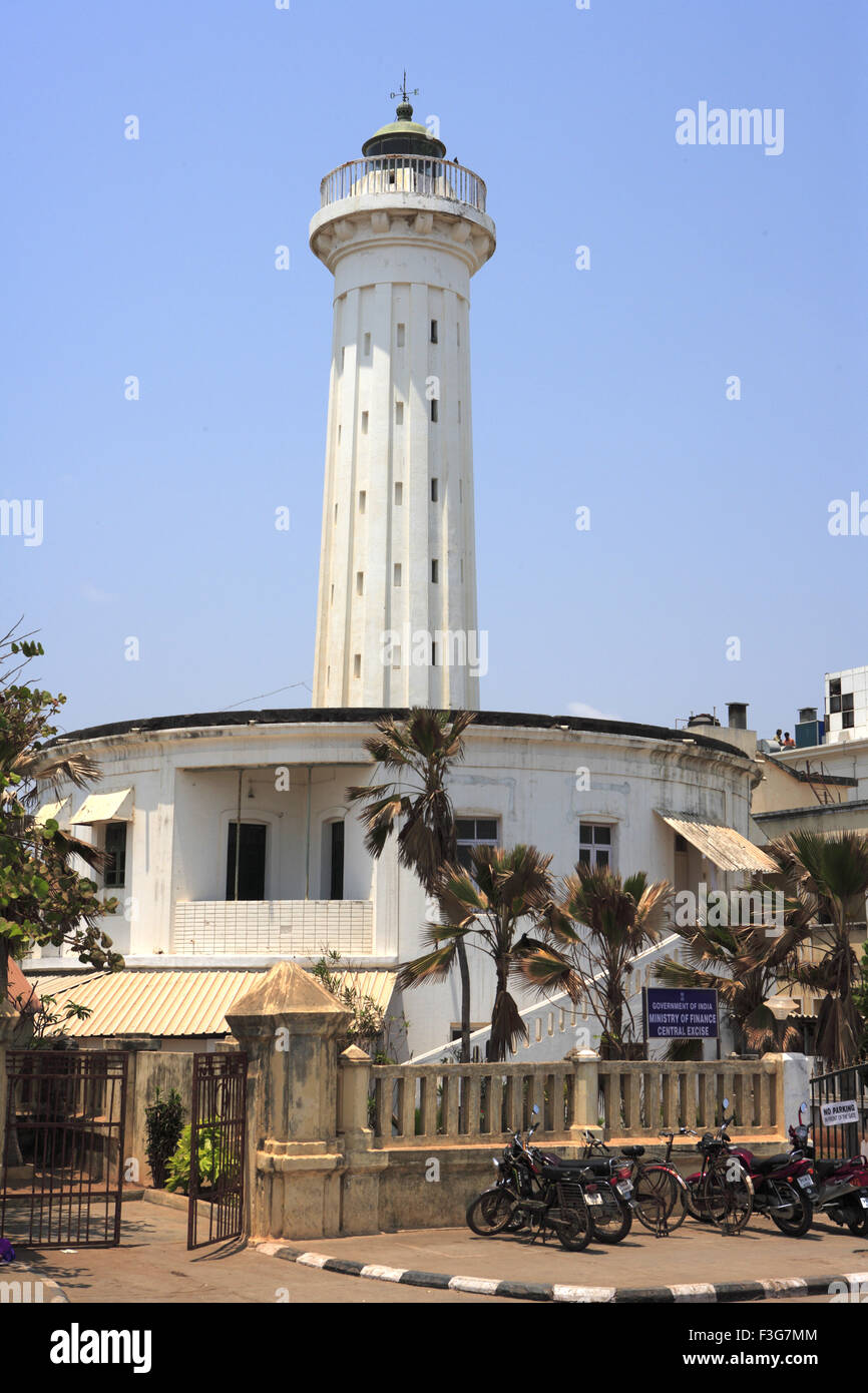 Light House ; Old Custom House ; Bureau du Gouvernement de Pondichéry Inde Territoire de l'Union européenne ; Banque D'Images