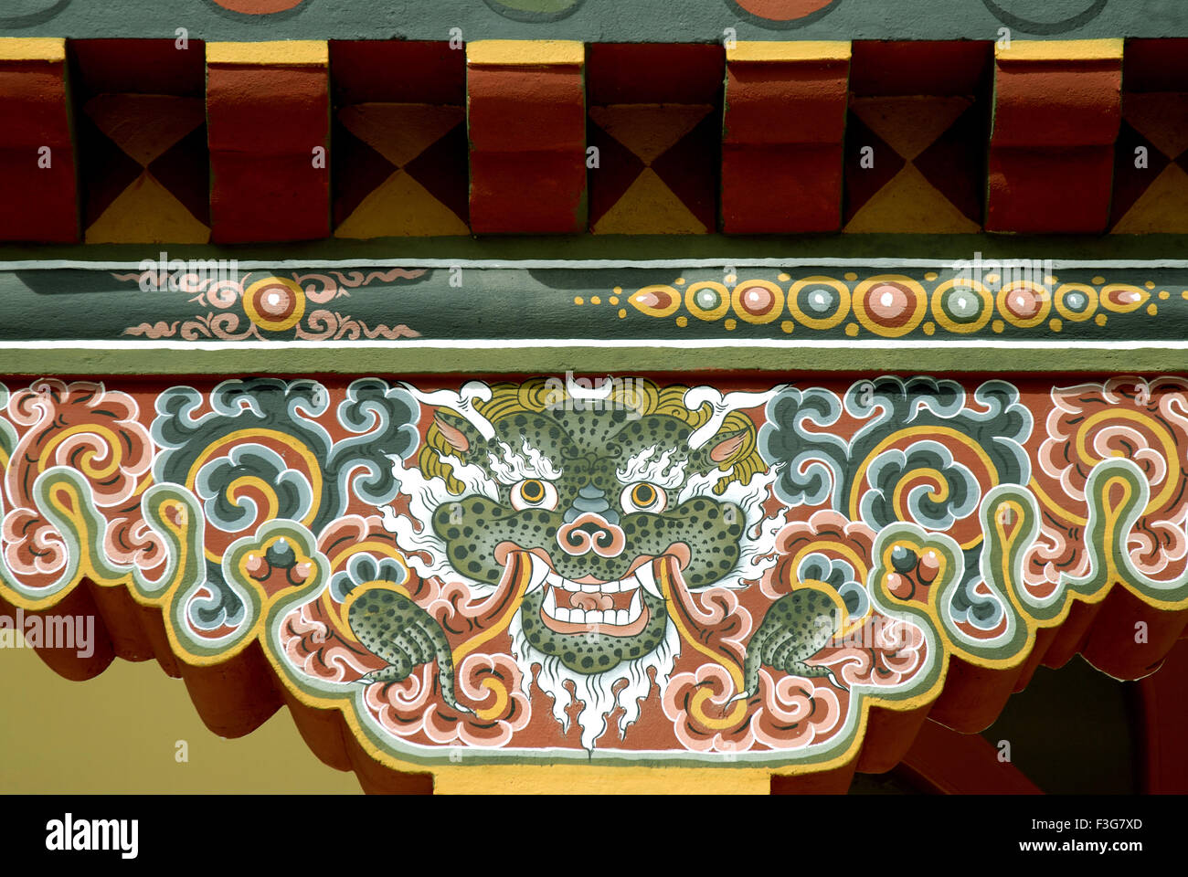 Peinture de dragon sur bois ; Govt royal du Bhoutan, Thimpu, Thimphu, Bhoutan, Royaume du Bhoutan, Asie Banque D'Images