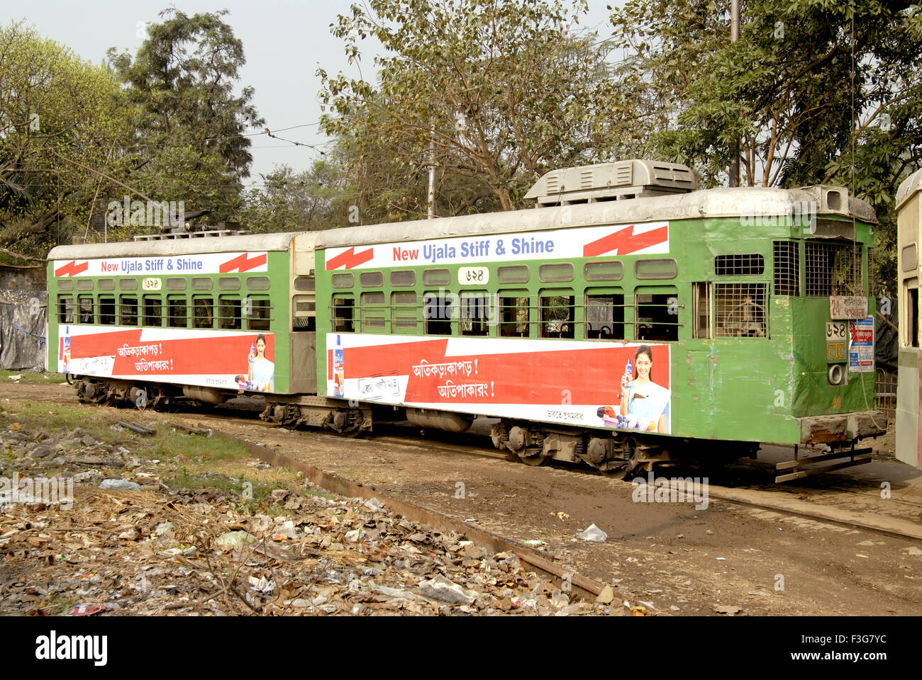 Avis de tramway à Esplanade rue ; Calcutta ; l'ouest du Bengale en Inde ; Banque D'Images