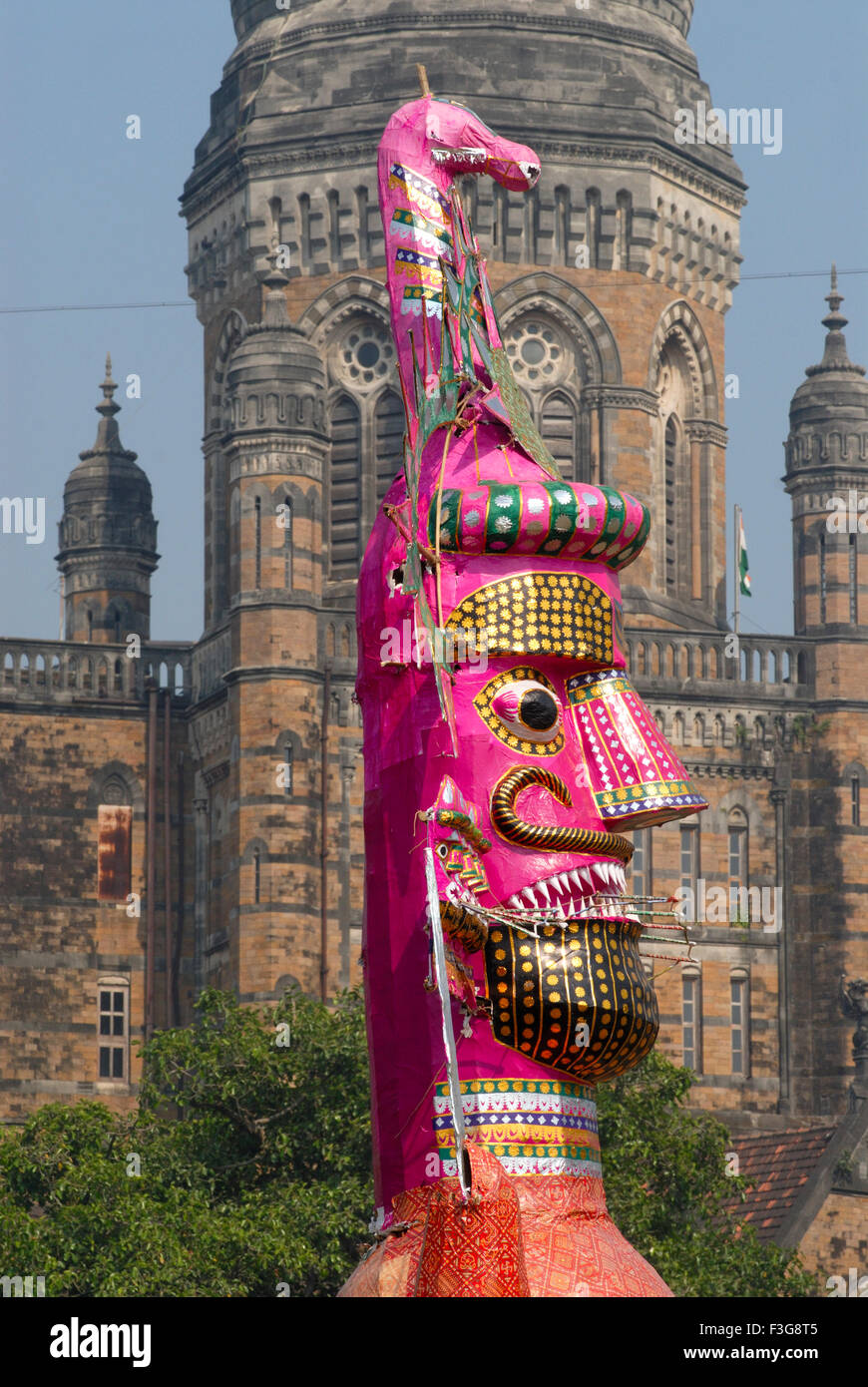 Le roi démon de Lanka Ravana ; célébration du festival Dussera à Azad Maidan ; Bombay maintenant Mumbai Maharashtra ; Inde ; Banque D'Images