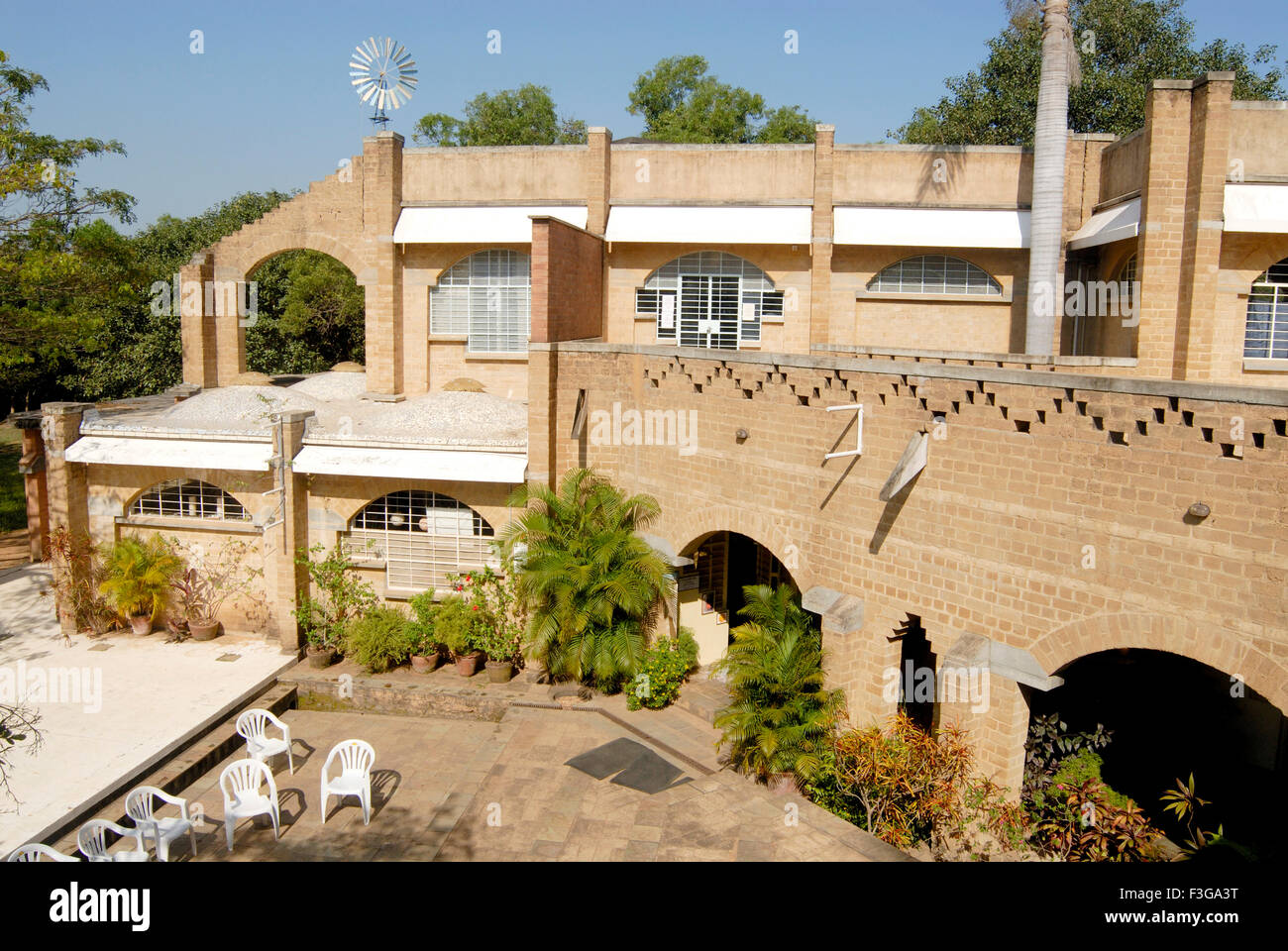 Centre des visiteurs de donner aperçu des activités objectif 1968 Auroville vie Viluppuram Puducherry Rhône Banque D'Images