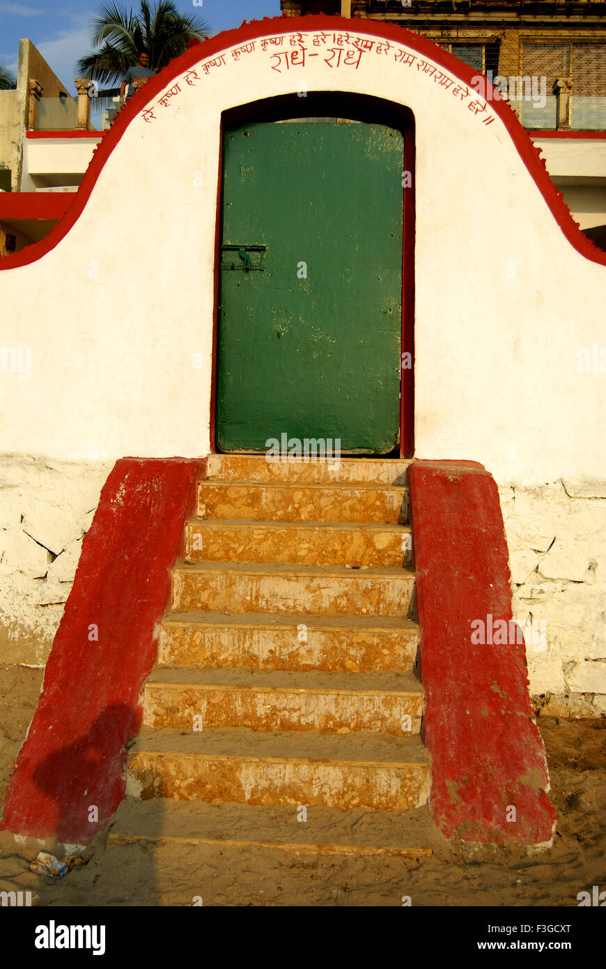 Marches à porte, Radhe Radhe, porte verte, porte fermée, Inde, Asie Banque D'Images