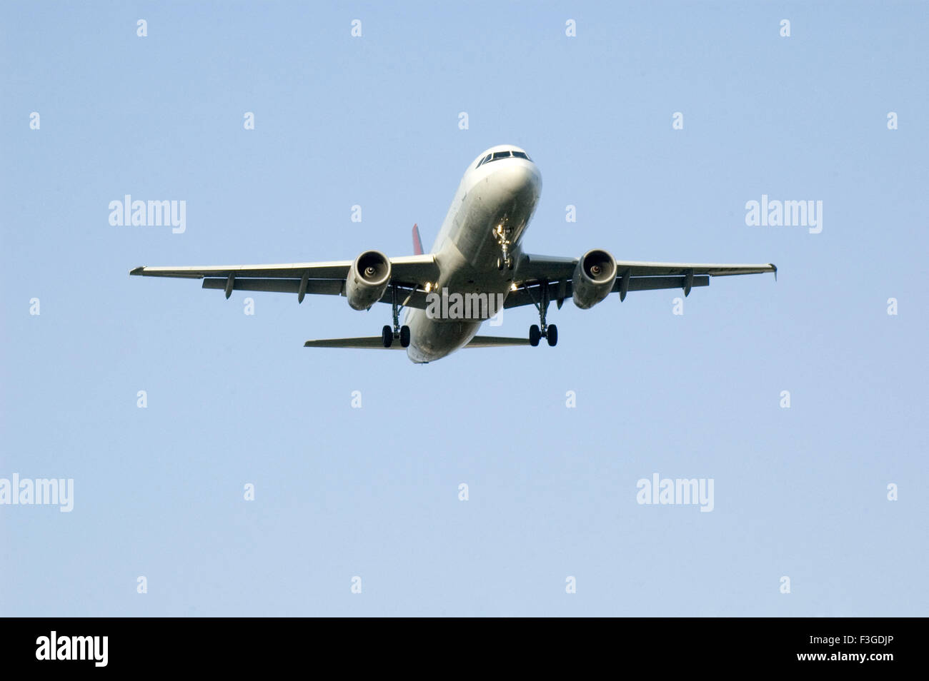 Airplane flying in sky Banque D'Images