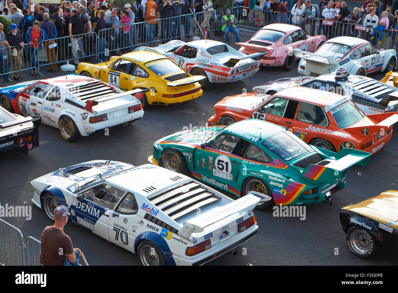 Championnat de course automobile allemande,1972-1981, le parc ferme, l'AvD Nürburgring 2015 Oldtimer-Grand-Prix ; Allemagne Banque D'Images