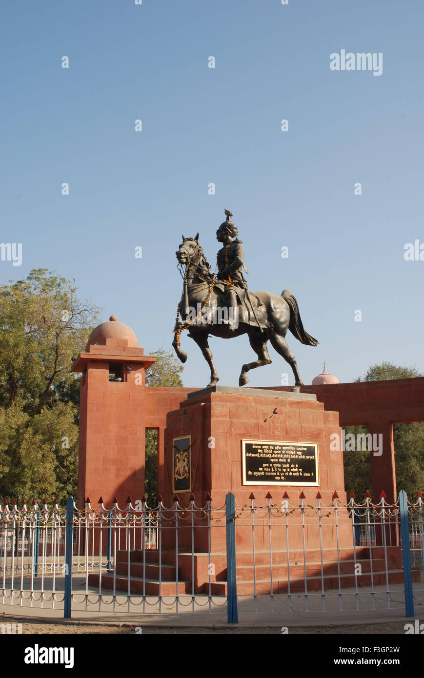 Statue de maharaja Ganga Singh ; ; ; Inde Rajasthan Bikaner Banque D'Images