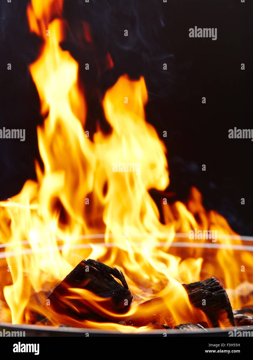 Le feu, brûlant du charbon de bois Banque D'Images