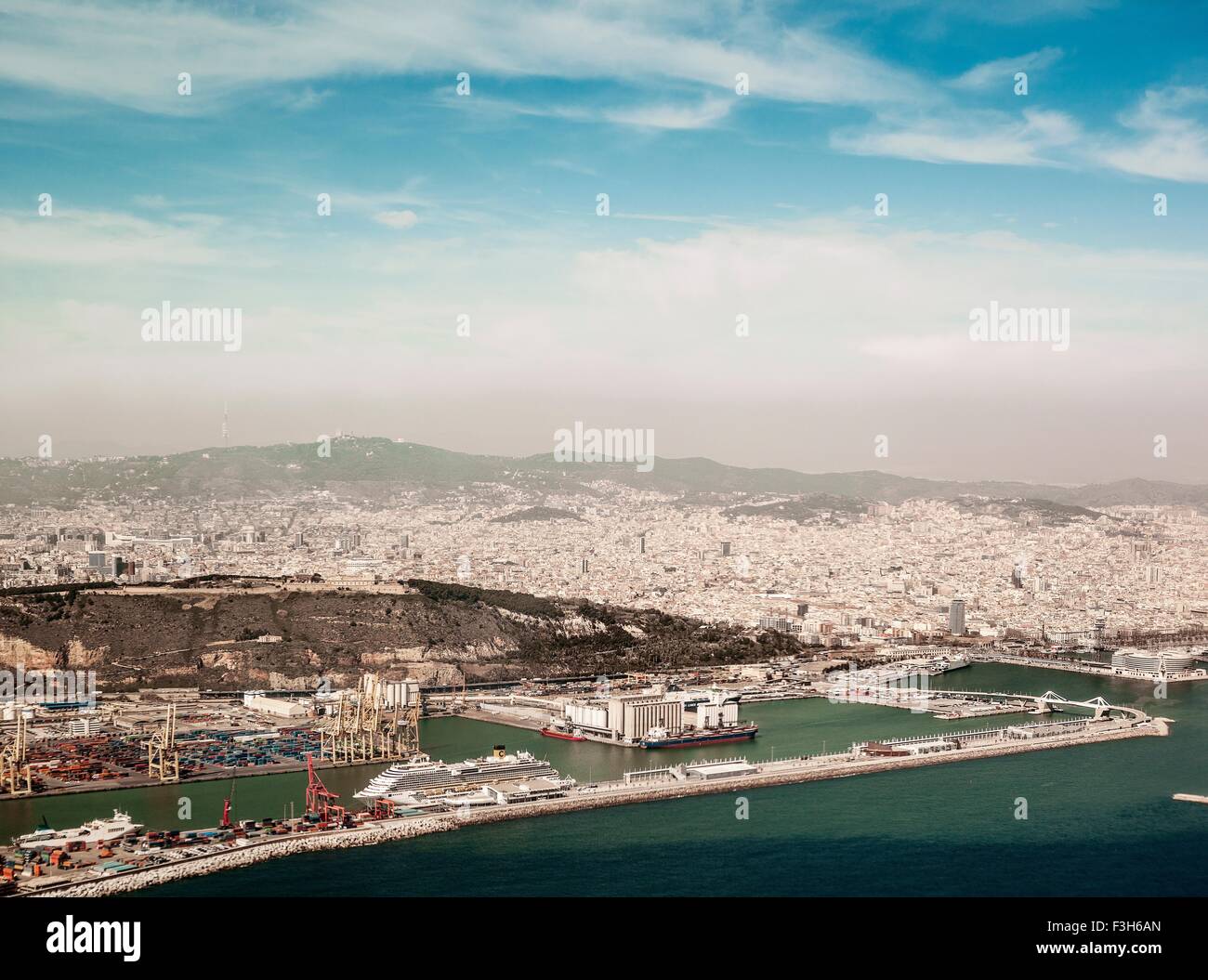 Portrait de littoral et port, Barcelone, Espagne Banque D'Images