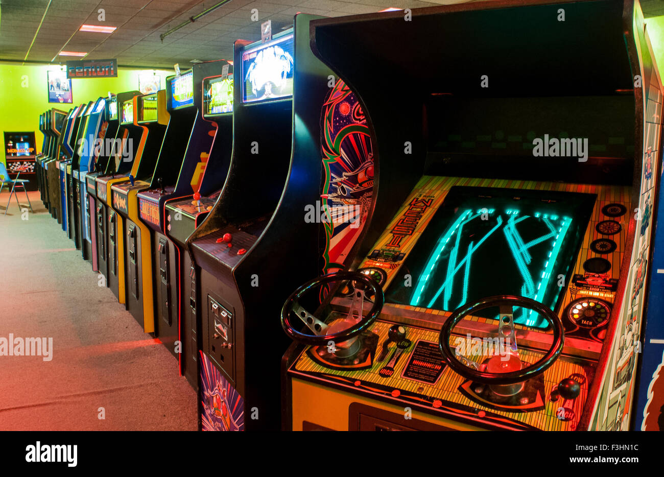 Les jeux vidéos à l'intérieur de l'American Classic Arcade Museum à Laconia, New Hampshire, USA Banque D'Images