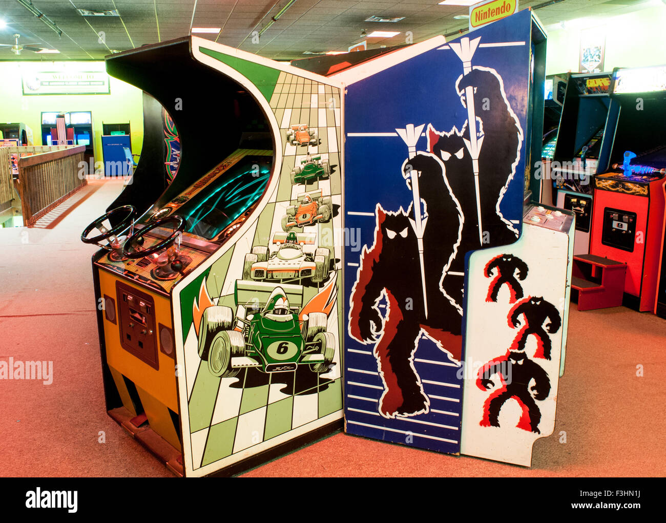 Les jeux vidéos à l'intérieur de l'American Classic Arcade Museum à Laconia, New Hampshire, USA Banque D'Images