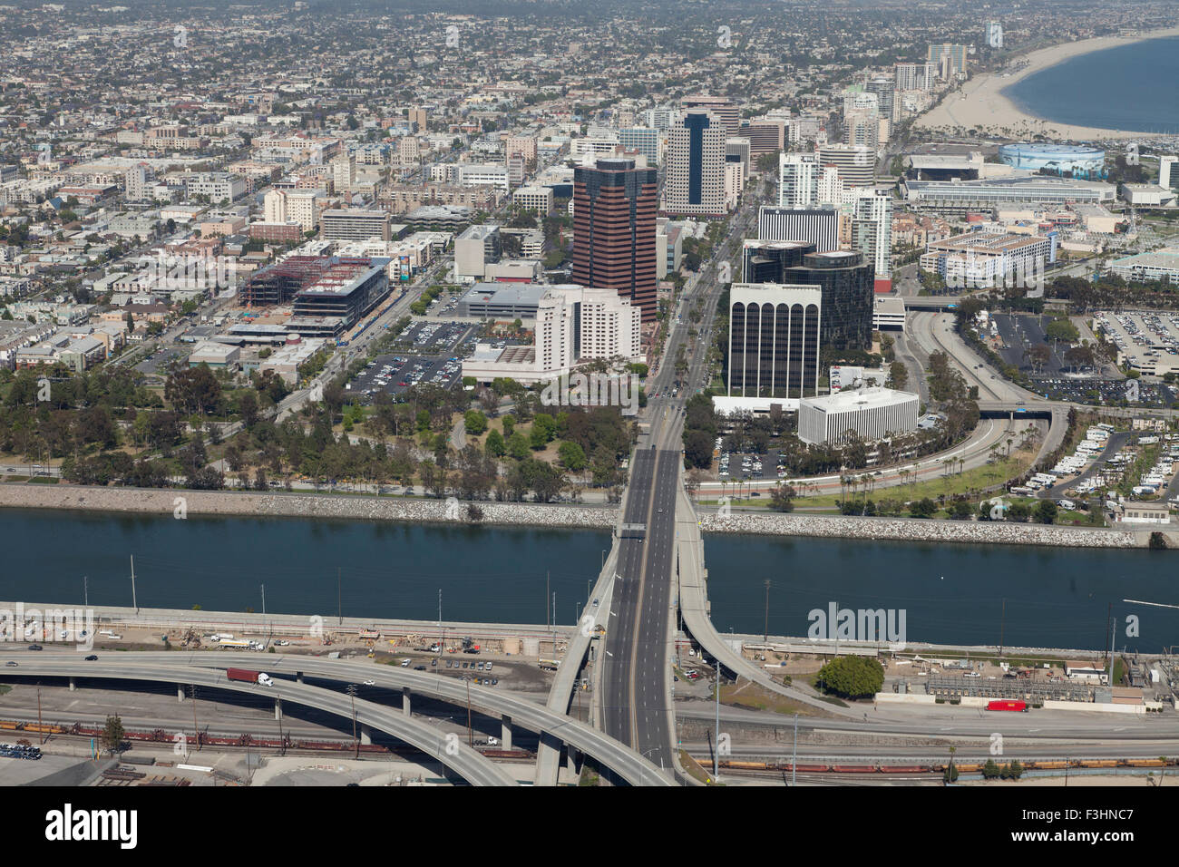 Vue aérienne de Long Beach CA Banque D'Images