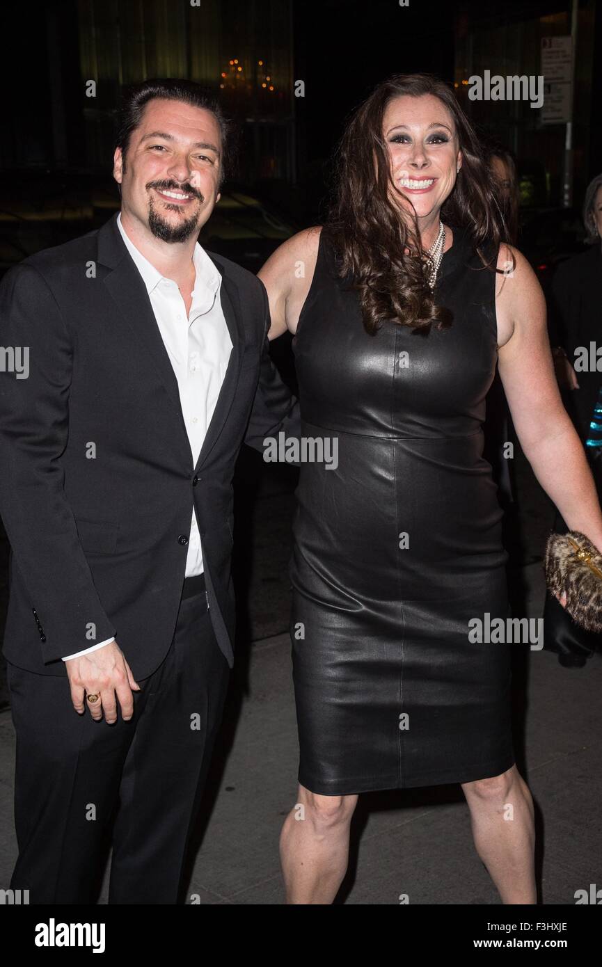 New York, NY, USA. 7 Oct, 2015. James Vanderbilt, Ambre Freeman aux arrivées de la vérité première, Museum of Modern Art (MoMA), New York, NY 7 octobre 2015. Crédit : Steven Ferdman/Everett Collection/Alamy Live News Banque D'Images