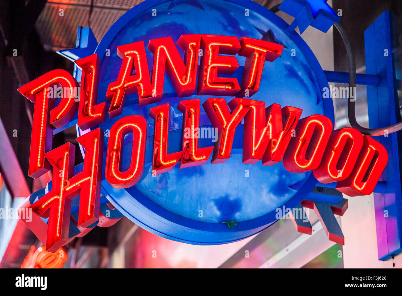 Le restaurant Planet Hollywood Sign in New York City Banque D'Images