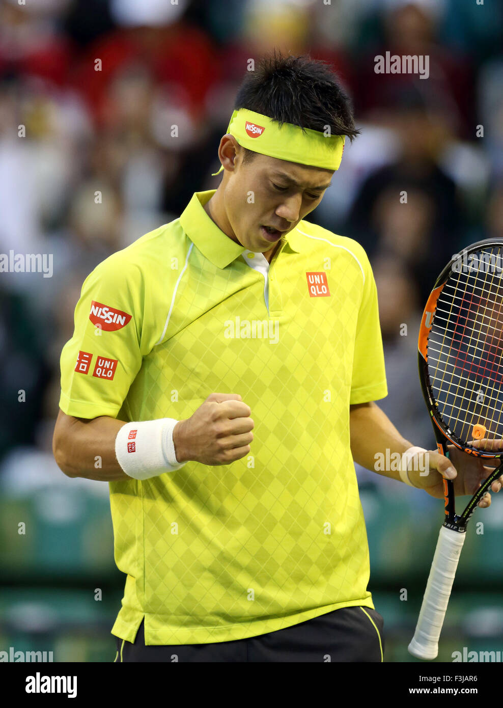 Tokyo, Japon. 7 Oct, 2015. Kei Nishikori (JPN) Tennis : Kei Nishikori du Japon au cours de la célèbre masculin deuxième tour de l'Open de Tennis Championships Rakuten Japon 2015 à Ariake Coliseum à Tokyo, au Japon . Credit : Motoo Naka/AFLO/Alamy Live News Banque D'Images