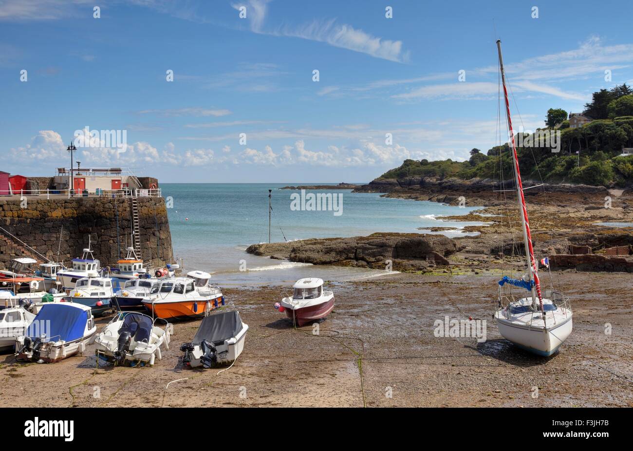 Le petit port de Rozel Bay, Jersey, Channel Islands, Grande-Bretagne Banque D'Images