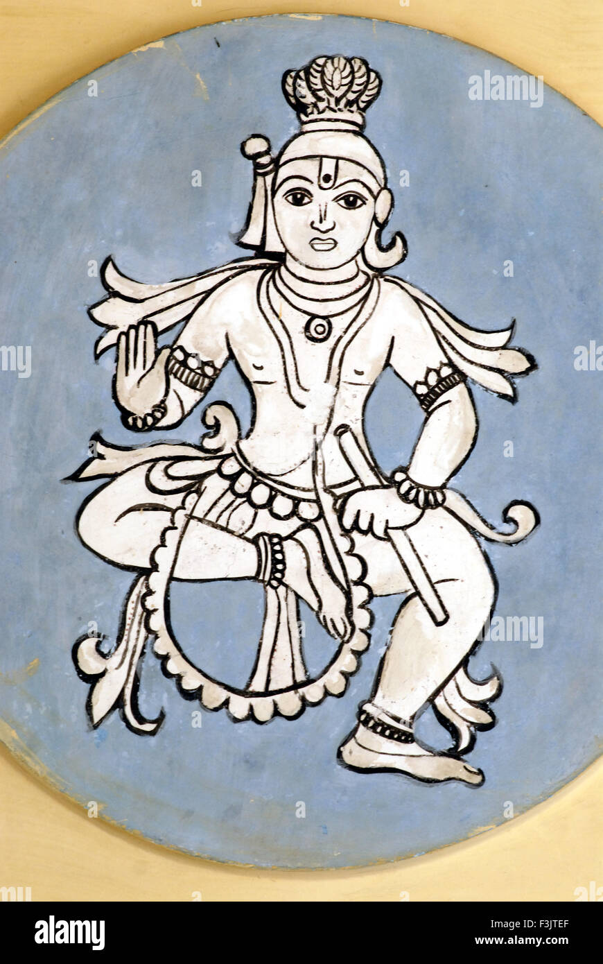 Peinture murale Krishna huitième incarnation de Vishnu Ambalpadi inde karnataka Udupi Banque D'Images