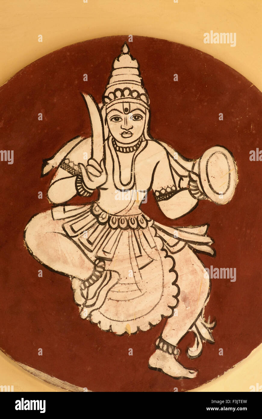 Peinture murale Kalki dixième incarnation Seigneur Vishnu Kaliyuga Udupi karnataka inde Ambalpadi Banque D'Images