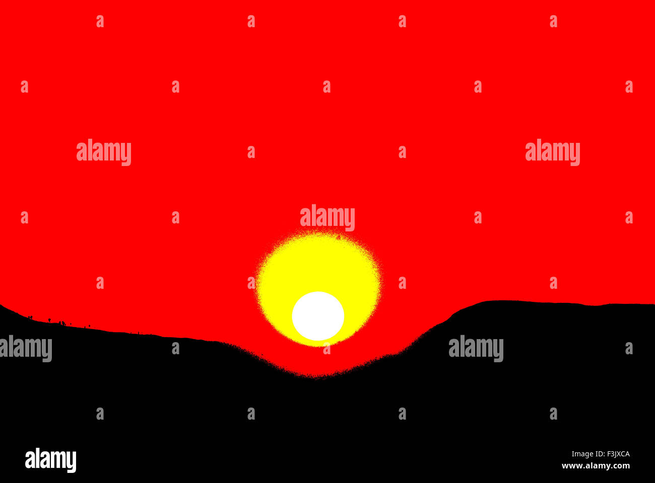 Coucher de soleil sur montagne Banque D'Images
