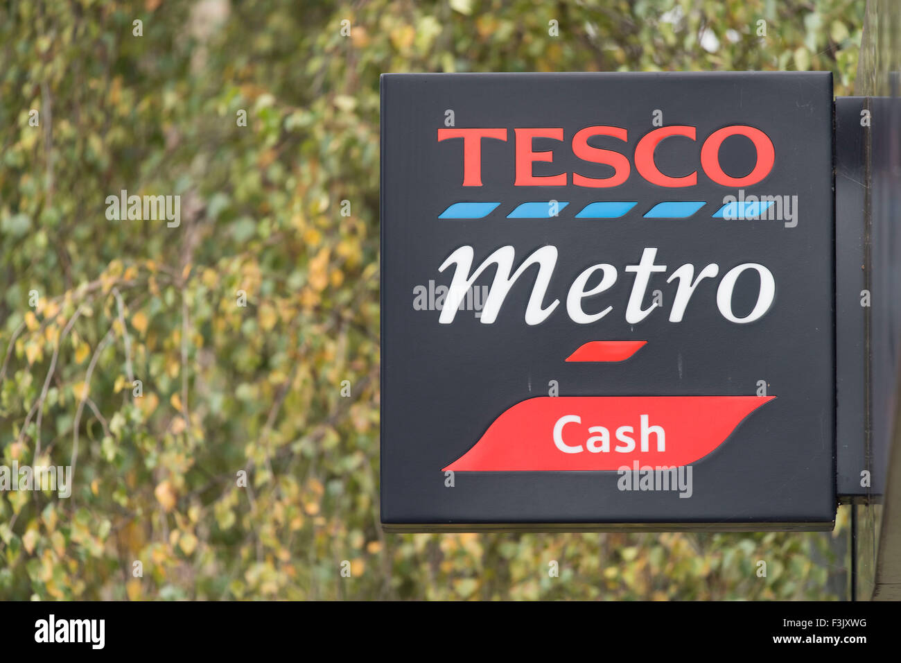 Métro Tesco store boutique sign logo. Banque D'Images