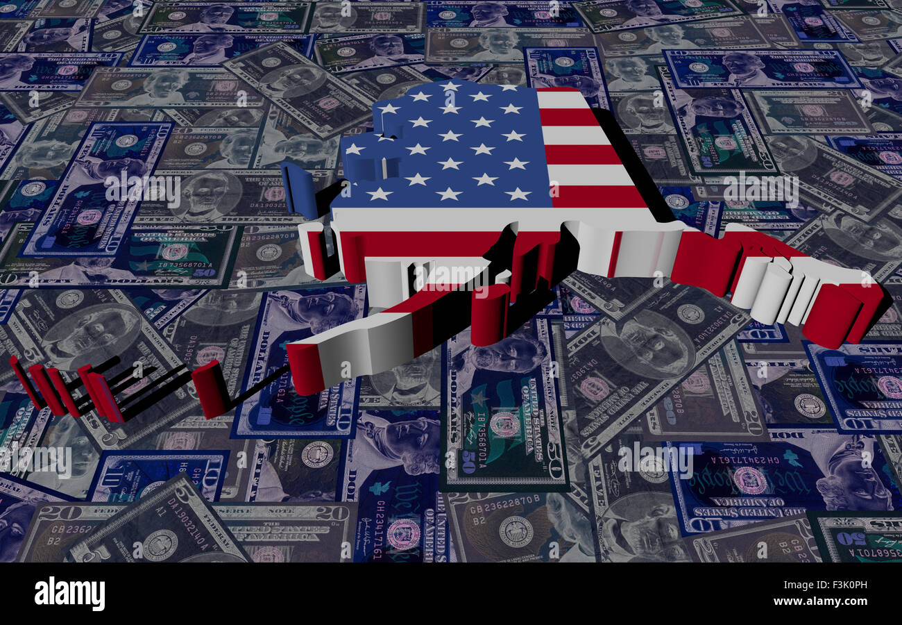 Alaska Carte Drapeau on dollars illustration Banque D'Images