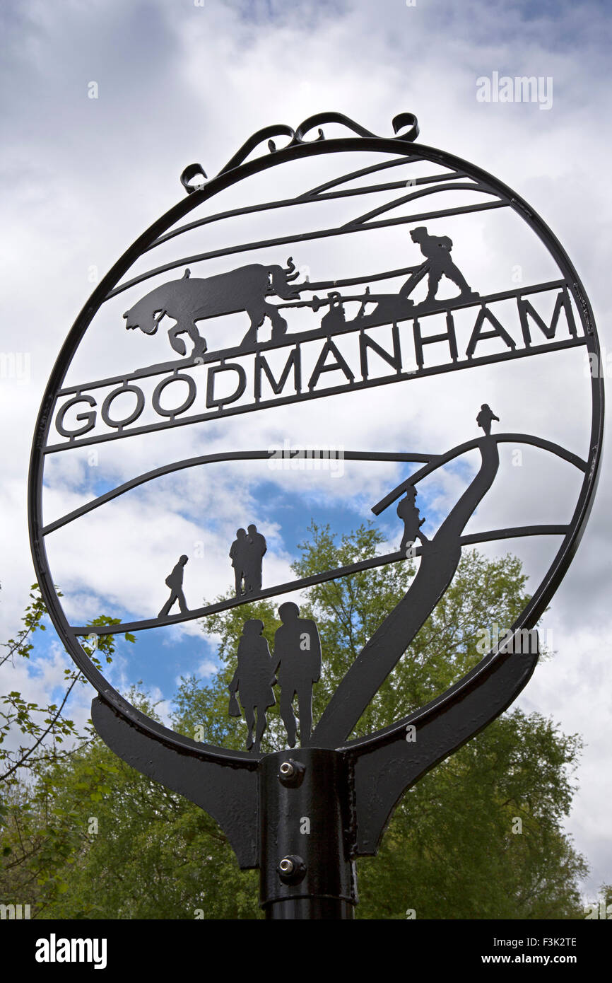 Royaume-uni, Angleterre, dans le Yorkshire East Riding, Goodmanham, panneau du village Banque D'Images