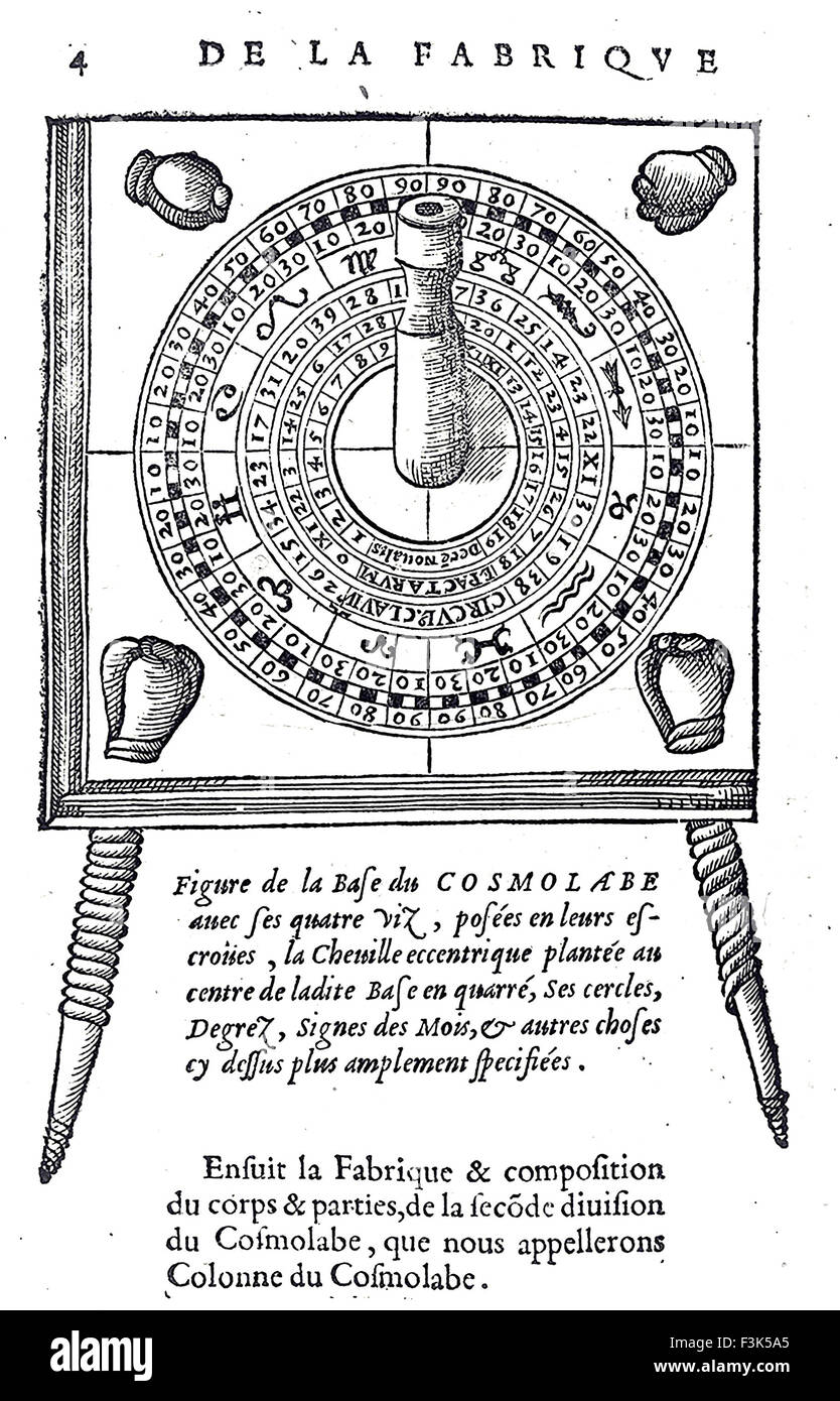 JACQUES BESSON (c 1540-1573) mathématicien et inventeur français. Illustration de l'astrolabe de son Theatrum instrumentorum Banque D'Images