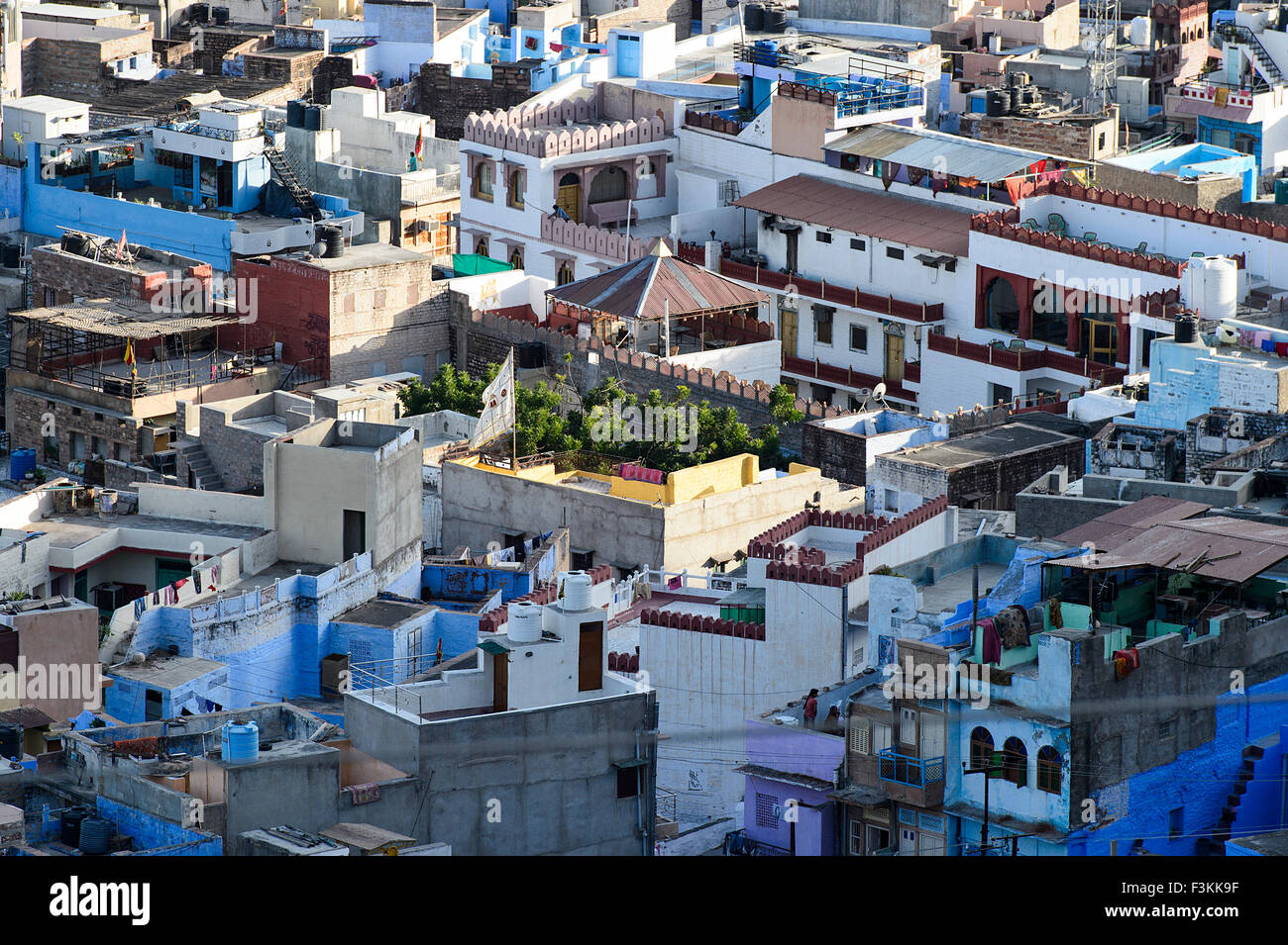 Avis de Jodhpur, la Ville Bleue, à partir de Fort Mehrangarh, Rajasthan, Inde Banque D'Images