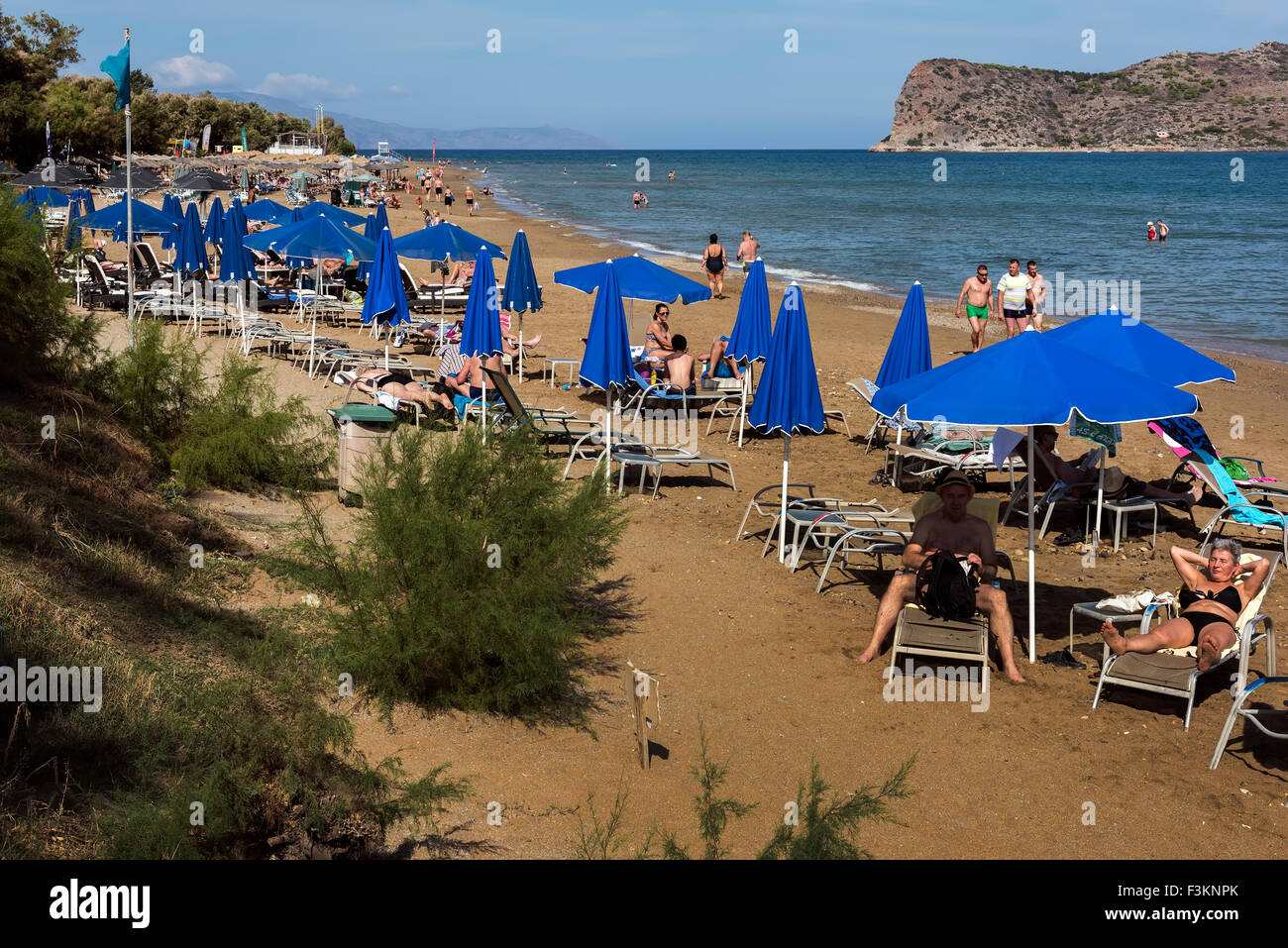 Plage d'Agia Marina, Chania Crete. Banque D'Images