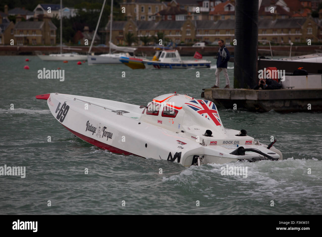 Bateaux Yacht Haven représentant le Solent, 2015 Cowes Classic, Power Boat Race, Cowes, île de Wight, Angleterre, Royaume-Uni, Banque D'Images