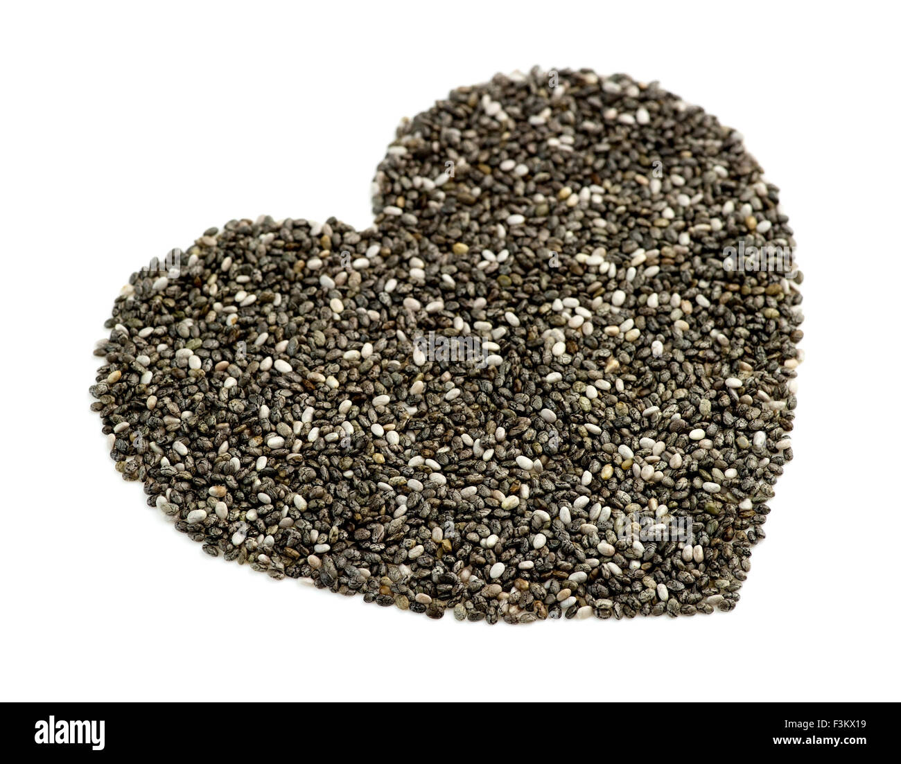 Perspective Macro de chia seeds en forme de coeur Banque D'Images
