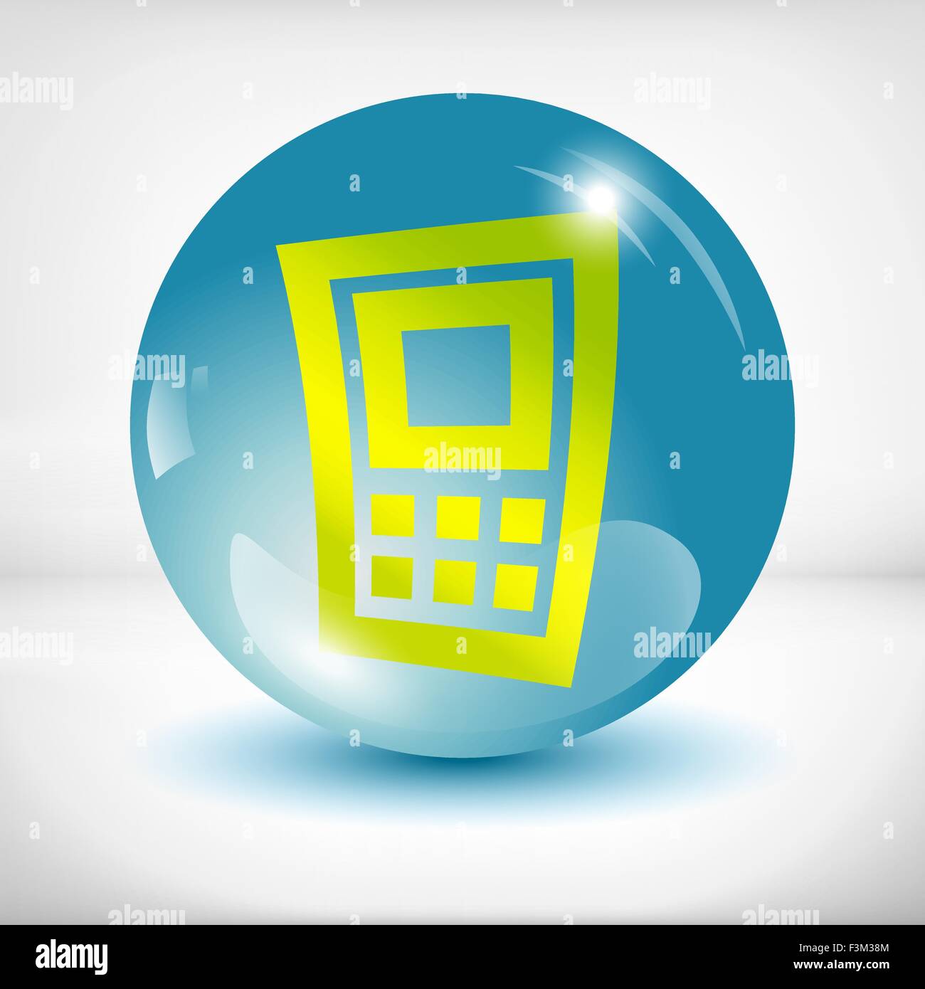 Ronde 3d'icône de téléphone mobile avec des réflexions Illustration de Vecteur