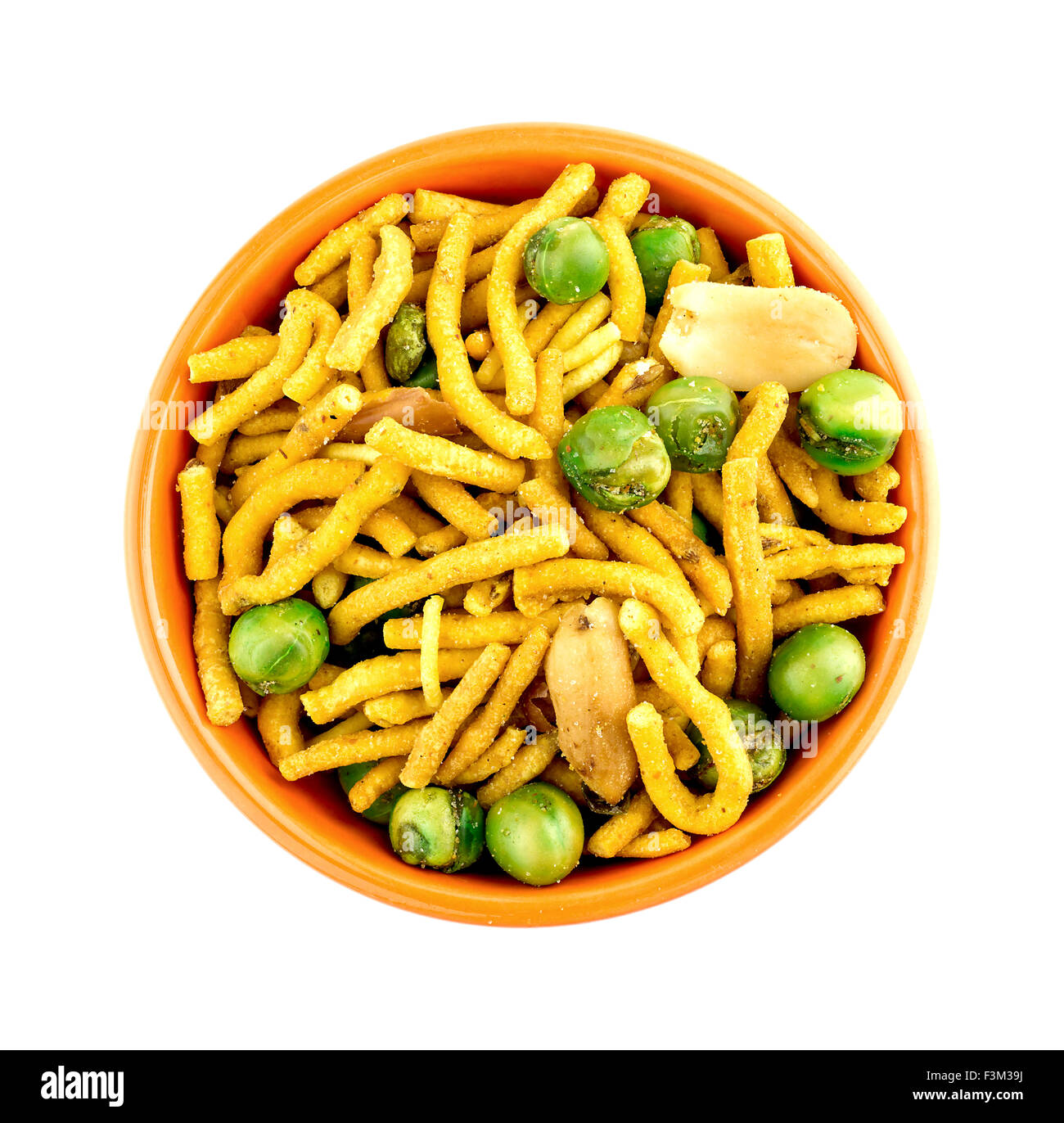 Vue aérienne de la cuvette de spicy tasty snack-chevda indien Banque D'Images