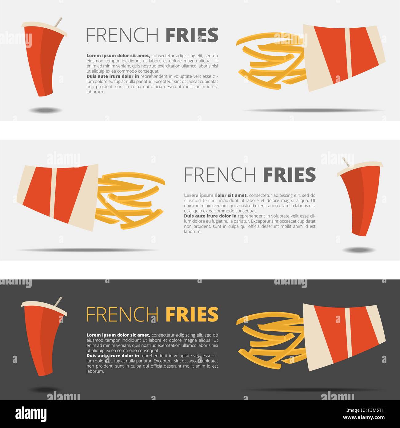 Fast food restaurant avec menu burger, frites et boissons Illustration de Vecteur