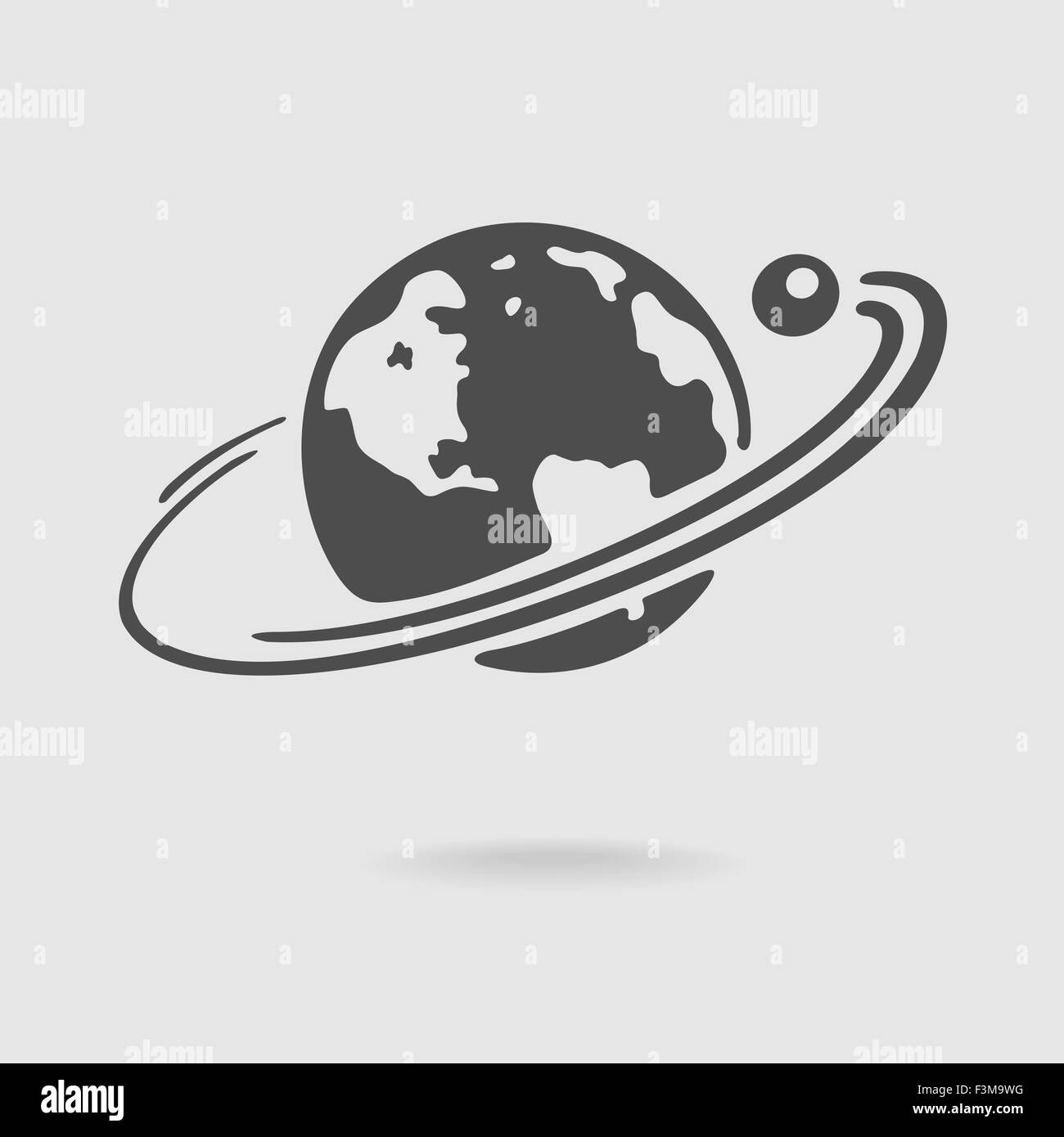 Planète et satellite vecteur symbole Illustration de Vecteur