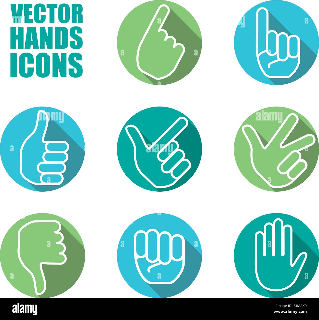 Icônes de mains Illustration de Vecteur